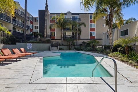 Pool Area at Parkway Plaza Apartments, California, 90230