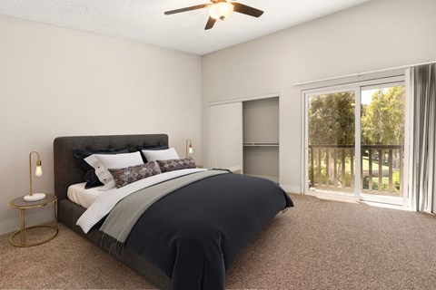 Virtually Staged Bedroom at Parkway Plaza Apartments, Culver City, CA