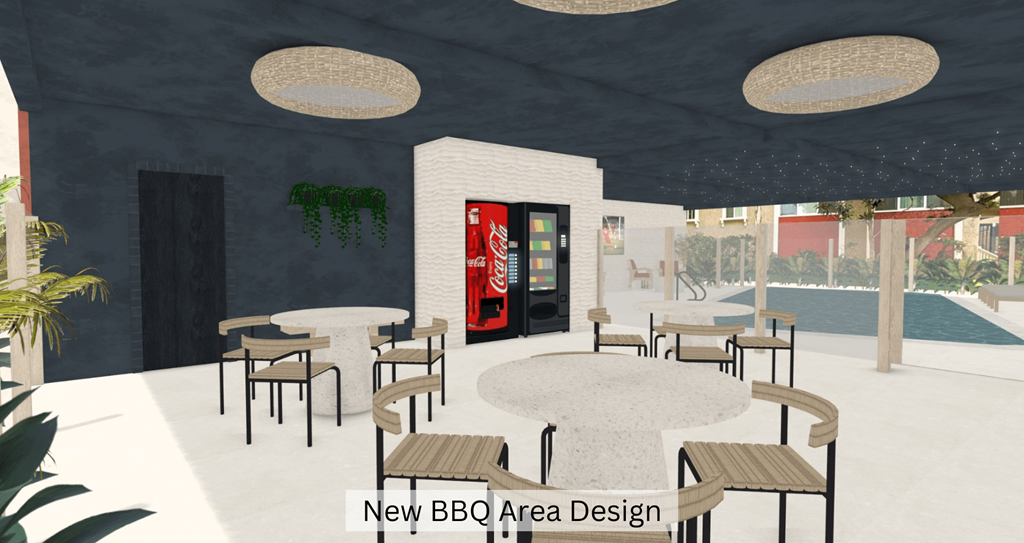 New BBQ area design for a restaurant at Casa De Marina Apartments, Los Angeles, 90066