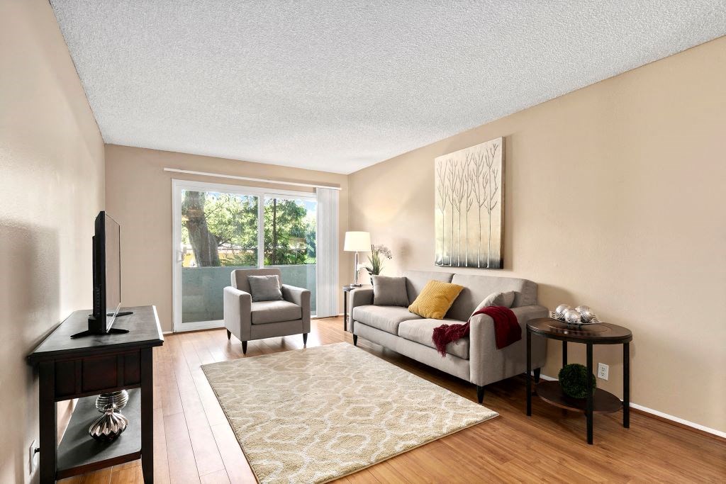 Living Room With Balcony at Vista Apartments, Mar Vista