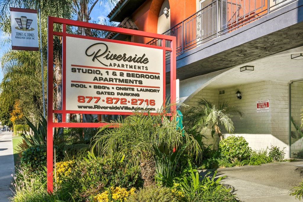 Property Signage at Riverside Villas Apartments, Valley Village, CA