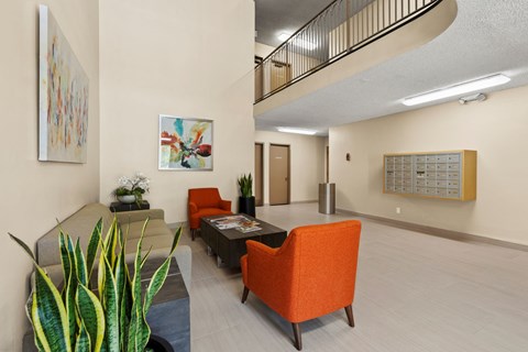 Lobby and Mailbox Center at Parkway Plaza Apartments, Culver City, CA