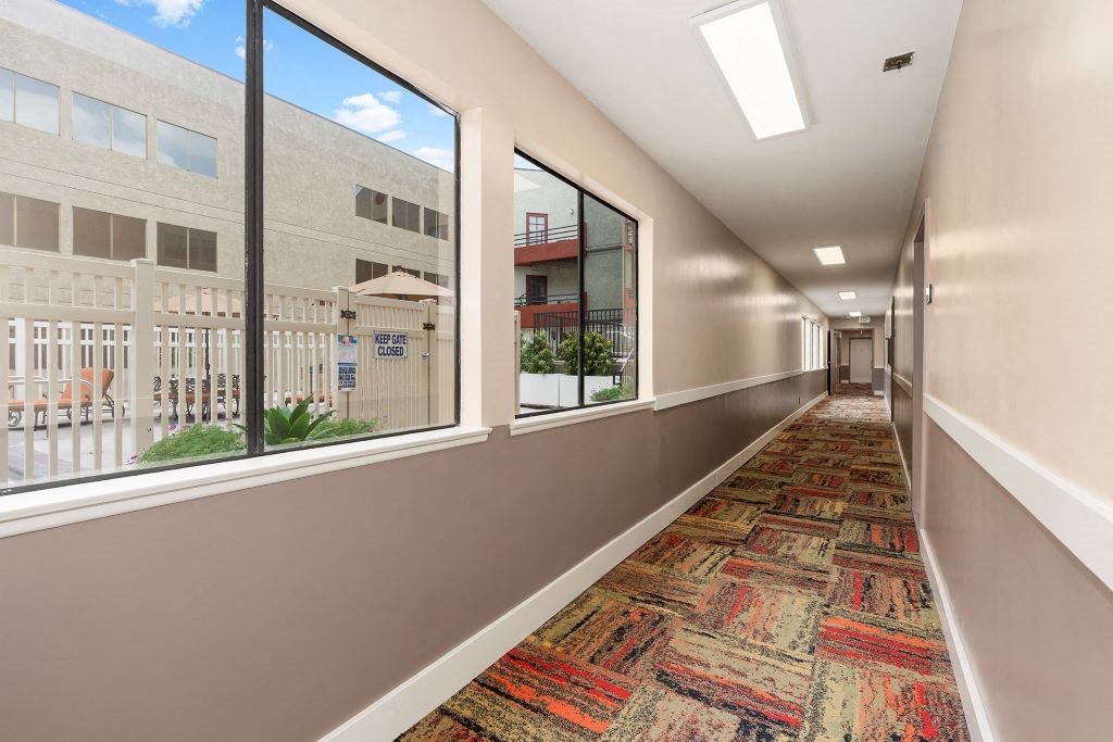 Hallways at Woodland Trio Apartments, North Hollywood