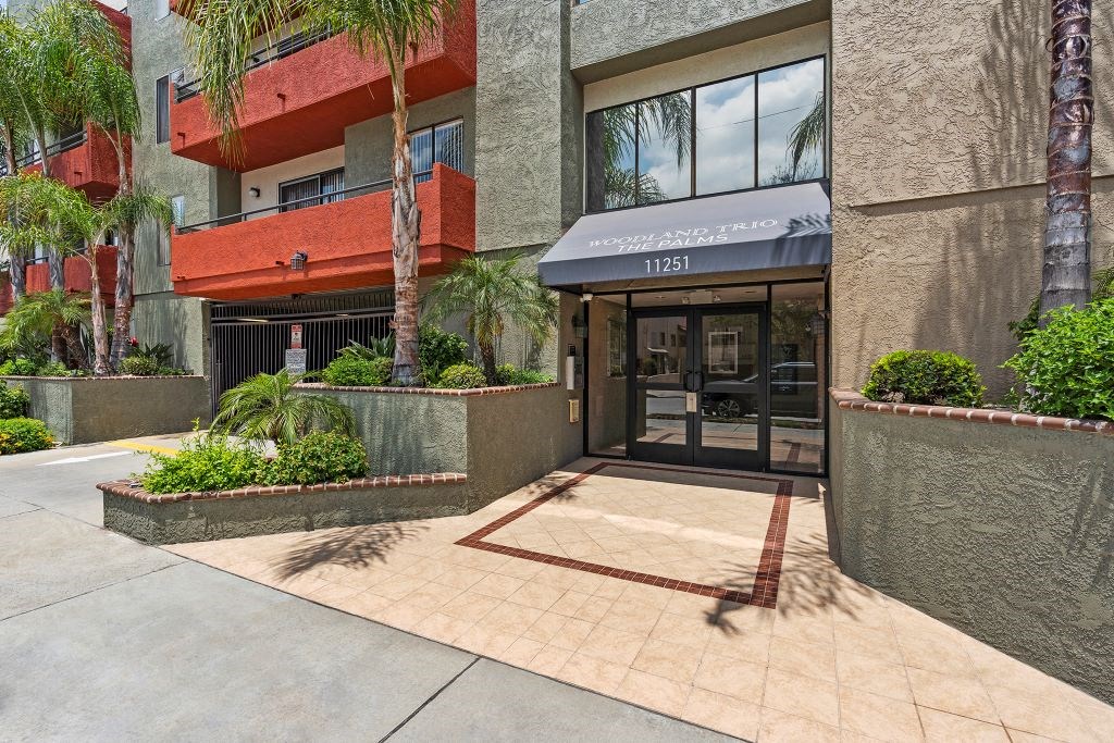 Property Entrance View at Woodland Trio Apartments, California