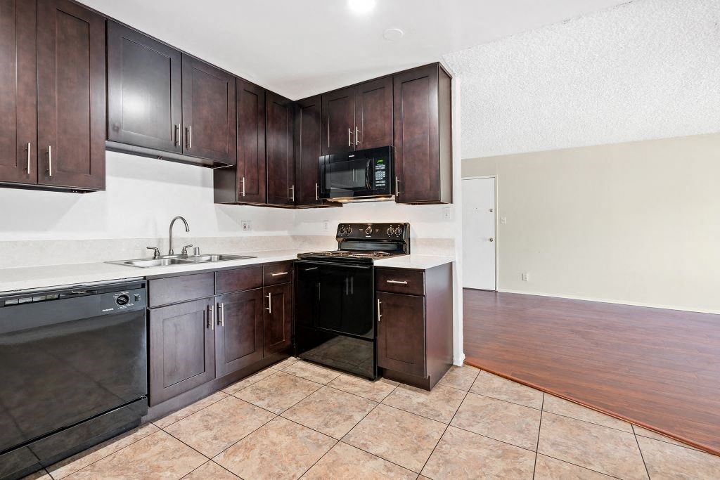 Upgraded kitchen cabinets and countertop at Parthenia Terrace Apartments, Canoga Park, 91304