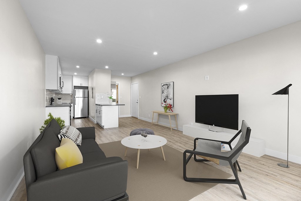 Living Room With TV at Brookside Terrace Apartments, Encino, 91316