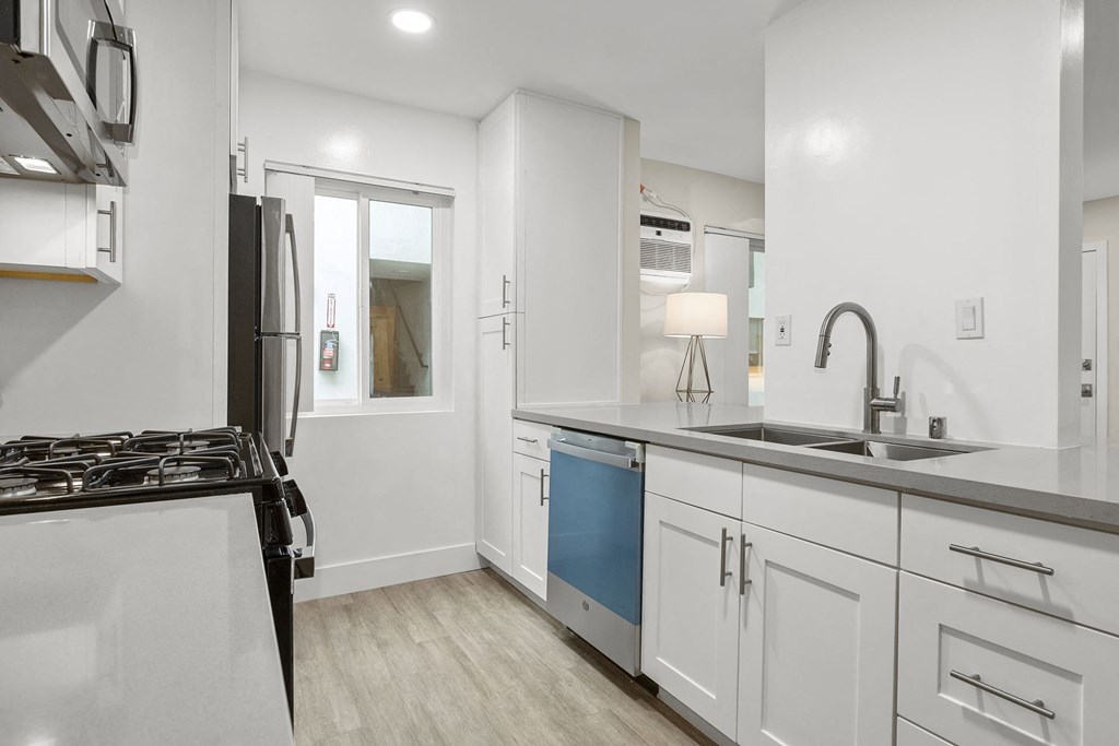 White Kitchen at Kling Trio Apartments, Valley Village