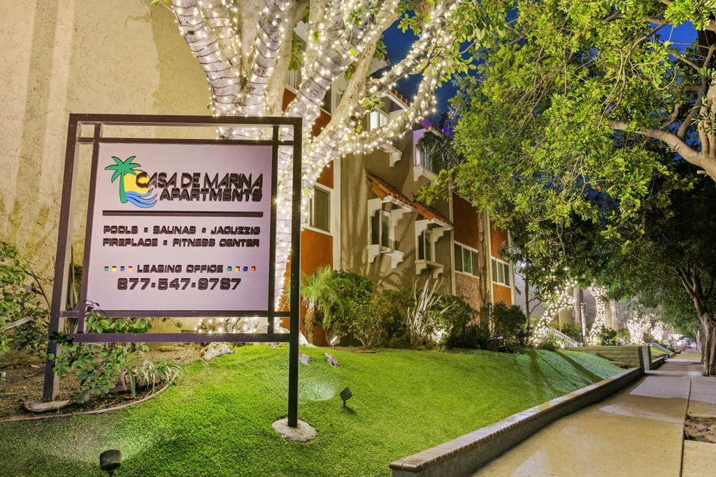 Monument sign at Casa De Marina Apartments, Los Angeles, 90066