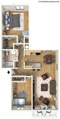 2Bed 2Bath Maple Floor Plan at The Meadows at Westlake Village Apartments,California