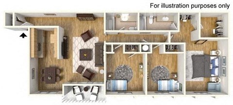 3Bed 2Bath Sequoia Floor Plan at The Meadows at Westlake Village Apartments,California, 91361