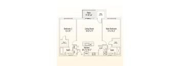 A floor plan of a house with three bedrooms, a living room, a kitchen, a bathroom, a utility space, and a patoo.