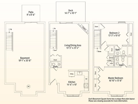 A Beaumont Square home floor plan with a unique layout.