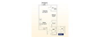 a floor plan of a house with a bedroom and a bathroom