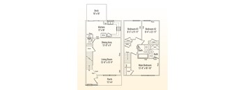 A floor plan of a house showing the layout of the rooms.