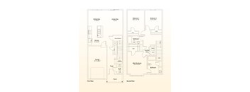 A floor plan of a two-story house with labeled rooms and dimensions.