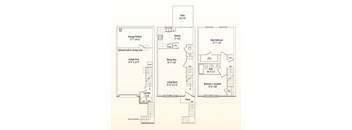 A floor plan of a house with a laundry room, garage, and two bedrooms.