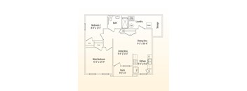 A floor plan of a house with labeled rooms and dimensions.