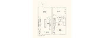 A floor plan of a house with a patio, great room, kitchen, dining area, and three bedrooms.