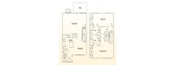 A floor plan of a house with a kitchen, two bathrooms, a dining area, and three bedrooms.