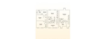 A floor plan of a house with a kitchen, breakfast area, dining room, living room, den/bonus room, two bedrooms, bathroom, and storage.