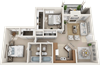 2 Bedroom 2 Bathroom floor plan A 2 Bedroom 2 Bathroom floor plan A at The Life at Westland Estates, Fort Worth, Texas