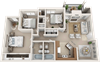 3 Bedroom 2 Bathroom floor plan 3 Bedroom 2 Bathroom floor plan at The Life at Westland Estates, Fort Worth