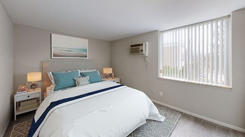 Beautiful Bright Bedroom With Wide Windows at Eton Square Apartments and Townhomes, Birmingham, MI, 48009