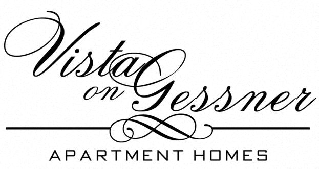 A logo for Vista on Gessner Apartment Homes.
