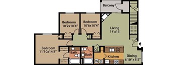 3 bed 2 bath Edinburgh Floor Plan at Highlands of Heritage Woods, Copley, OH