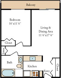1 Bed 1 Bath Floor Plan at Independence Place Apartments, Parma Heights