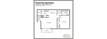 a floor plan of a room with a bedroom and a living room