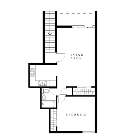 One bedroom one bathroom floor plan