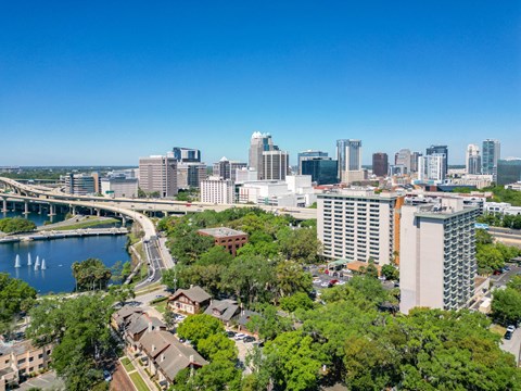 an aerial view of the city of austin