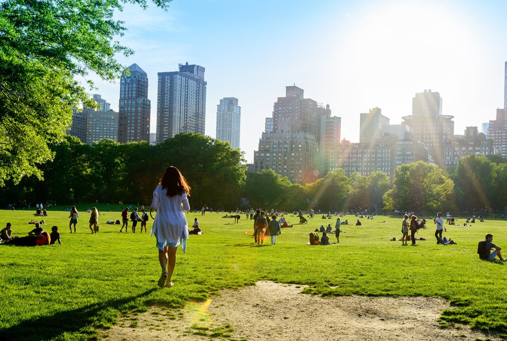 People walking Central Park