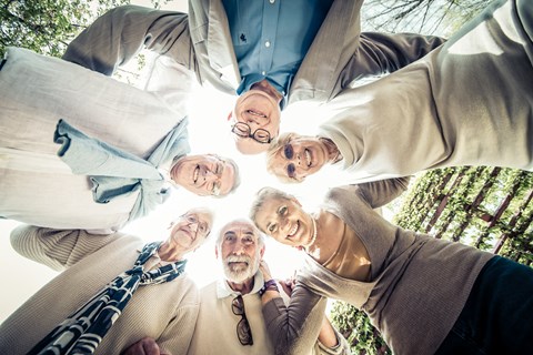 Senior friends hanging out