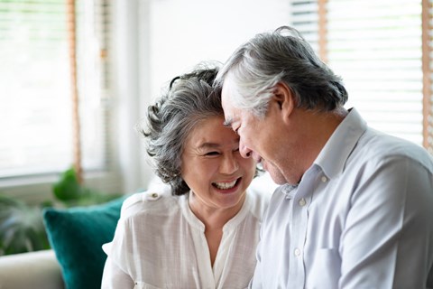 Senior couple enjoying their home