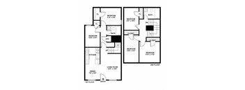 two floor plan of a house with bedrooms and a living room