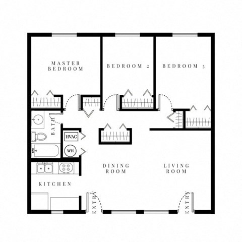 Three bedroom floor plan