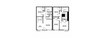 a floor plan of a house with bedrooms and a living room