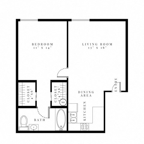 Lobby One Bedroom Floor Plan