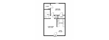a floor plan of a small house with a bedroom and a living room