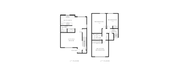 2 Bedroom, 1 Bathroom Floorplan