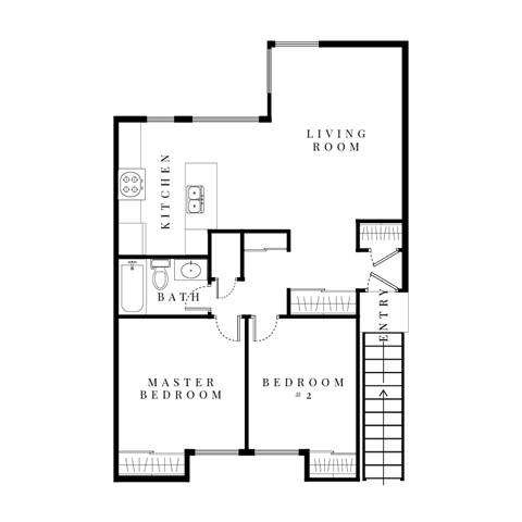3 Bedroom, 1 Bathroom Floorplan
