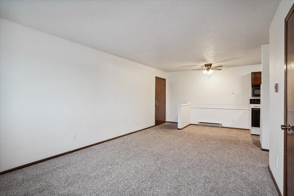 Spacious Living Area with Carpet