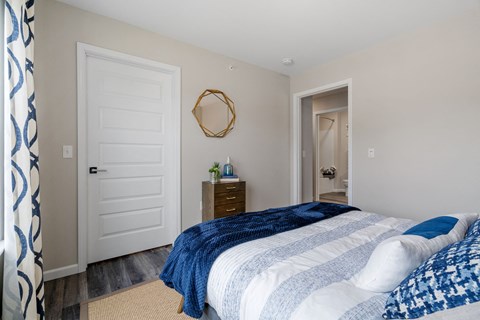 Bedroom with Wood Style Flooring