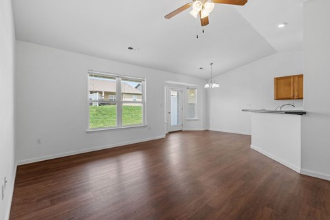 Spacious Living Area With Wood-Style Flooring