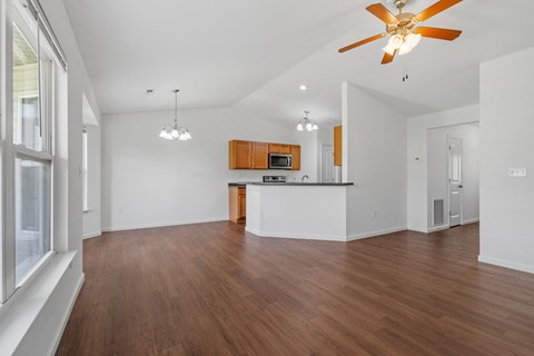 Spacious Living Area With Wood-Style Flooring