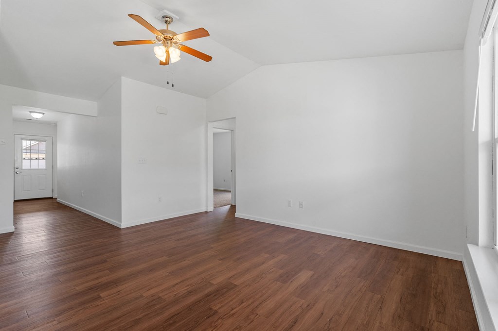 Spacious Living Area With Wood-Style Flooring