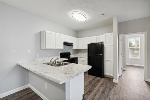 Fully-Equipped Kitchen with Black Appliances