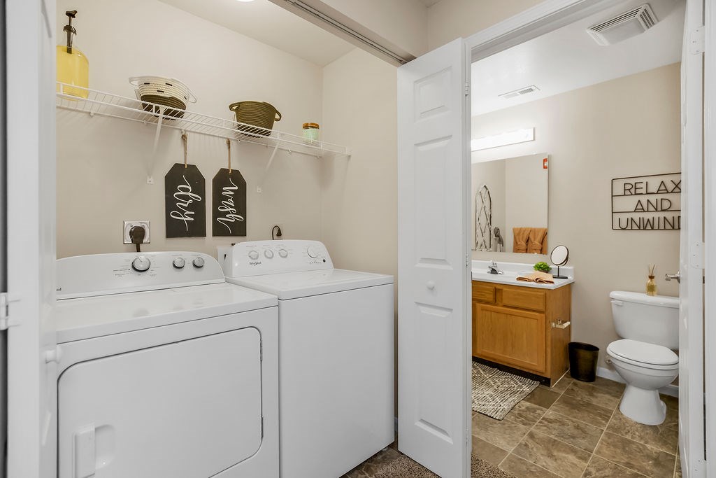 Living Area with Washer/Dryer